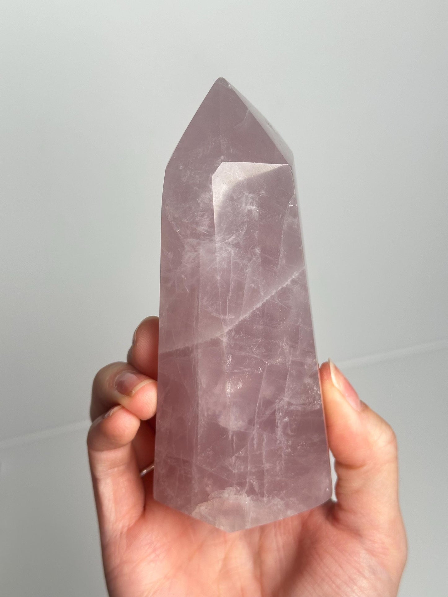 Mauve Rose Quartz Tower | Natural Pink Crystal Point | Polished Standing Rose Quartz for Decor, Energy Work & Crystal Collectors