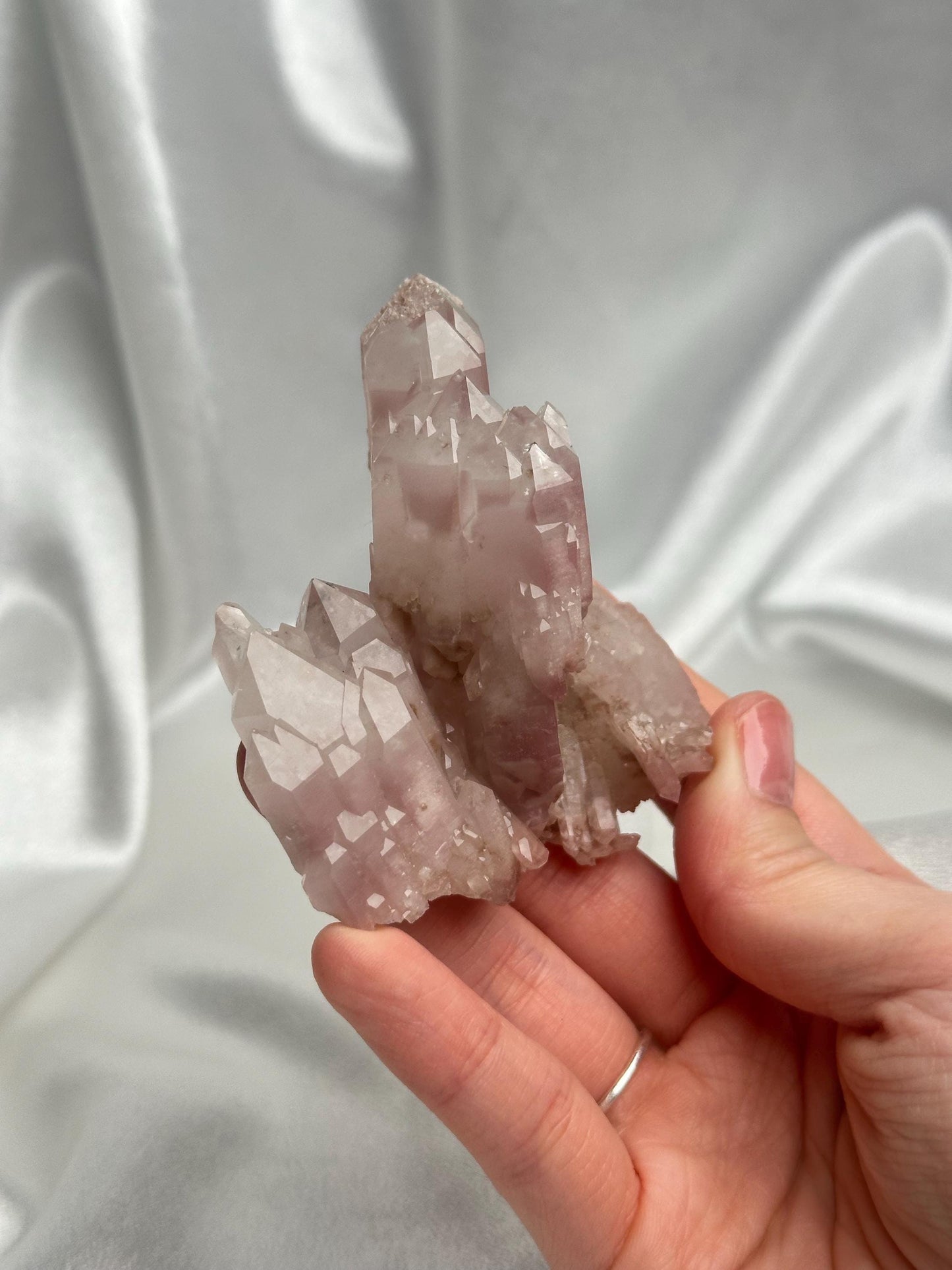 Pink Lithium Quartz Cluster from Brazil | Old Stock Self-Healed Quartz Point | Natural Pink Crystal Specimen for Collectors & Decor