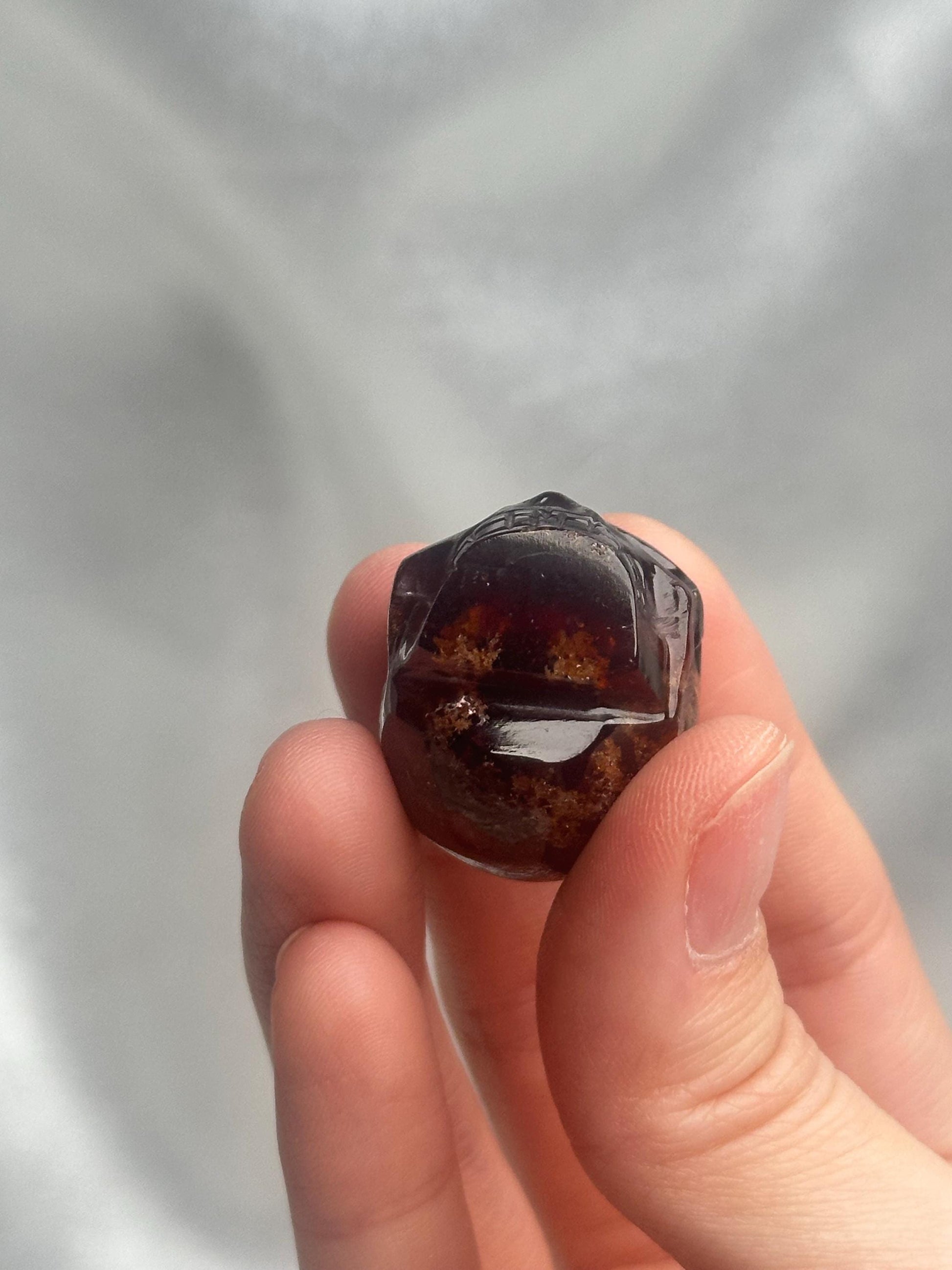 Master Carved Hessonite Garnet Skull by Leandro De Souza | Natural Orange Garnet Crystal Carving | Collector Mineral Art Piece