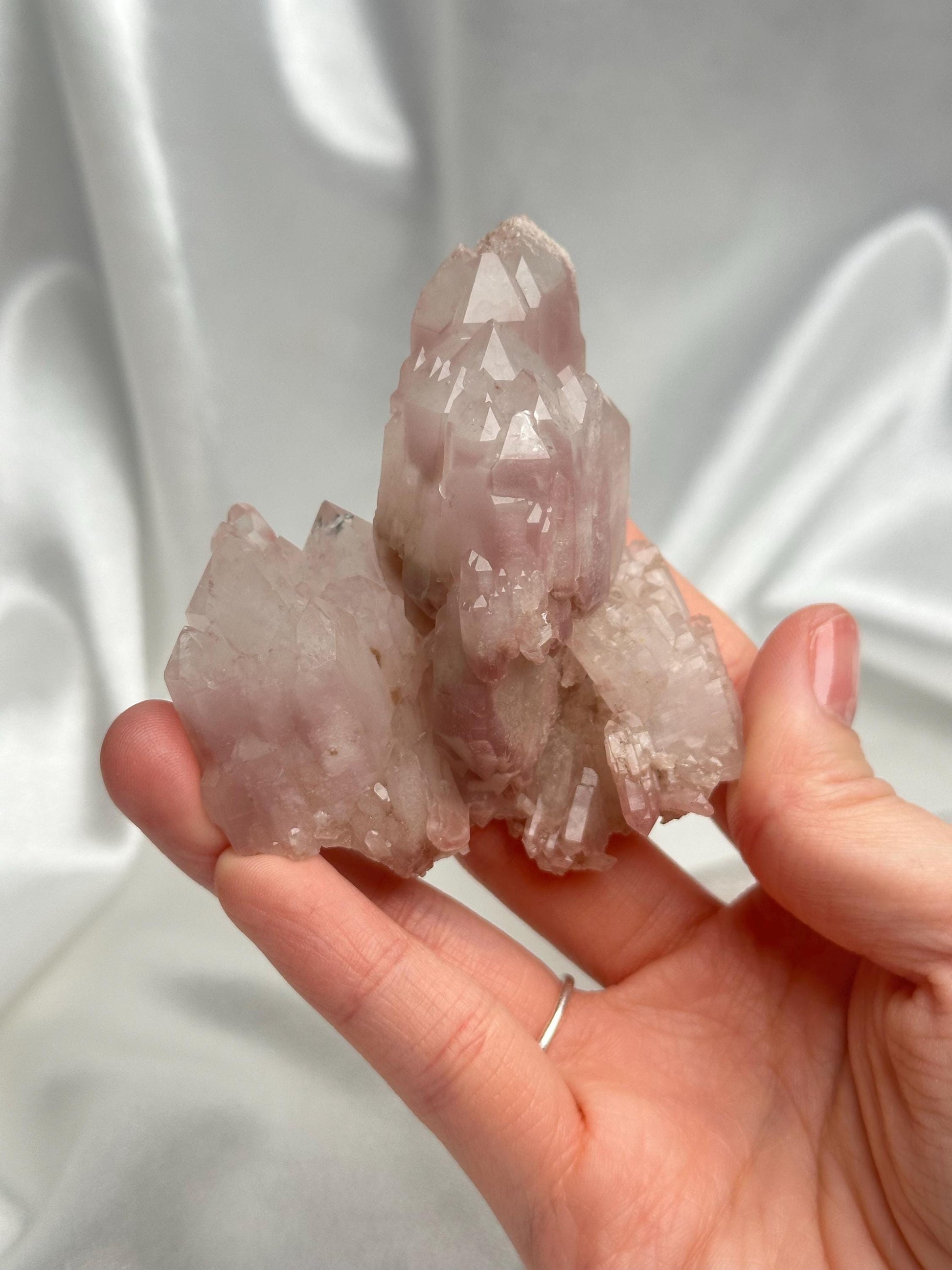 Pink Lithium Quartz Cluster from Brazil | Old Stock Self-Healed Quartz Point | Natural Pink Crystal Specimen for Collectors & Decor