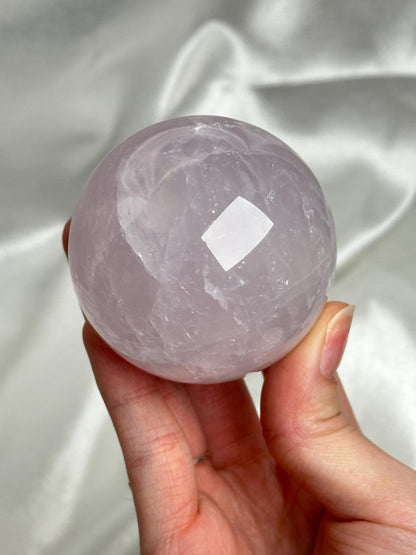 Periwinkle Rose Quartz Sphere | Natural Lavender Blue Pink Quartz Crystal Ball | Pastel Gemstone Decor, Collector Piece & Gift Idea