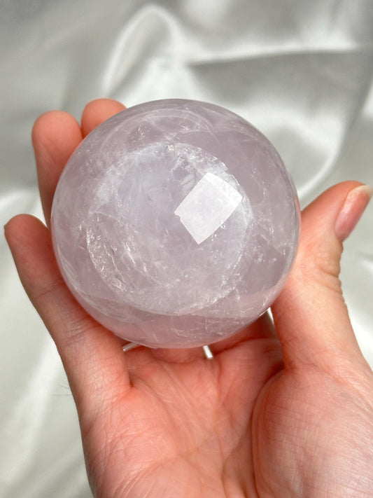 Periwinkle Rose Quartz Sphere | Natural Lavender Blue Pink Quartz Crystal Ball | Pastel Gemstone Decor, Collector Piece & Gift Idea