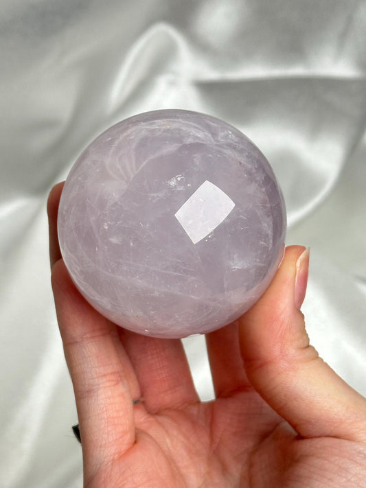 Periwinkle Rose Quartz Sphere | Natural Lavender Blue Pink Quartz Crystal Ball | Pastel Gemstone Decor, Collector Piece & Gift Idea
