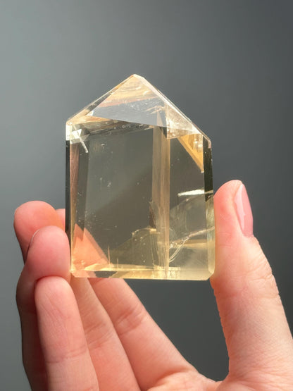 Honey Optical Calcite | Transparent Golden Calcite | Natural Crystal for Light Refraction | Unique Gemstone for Display and Collection