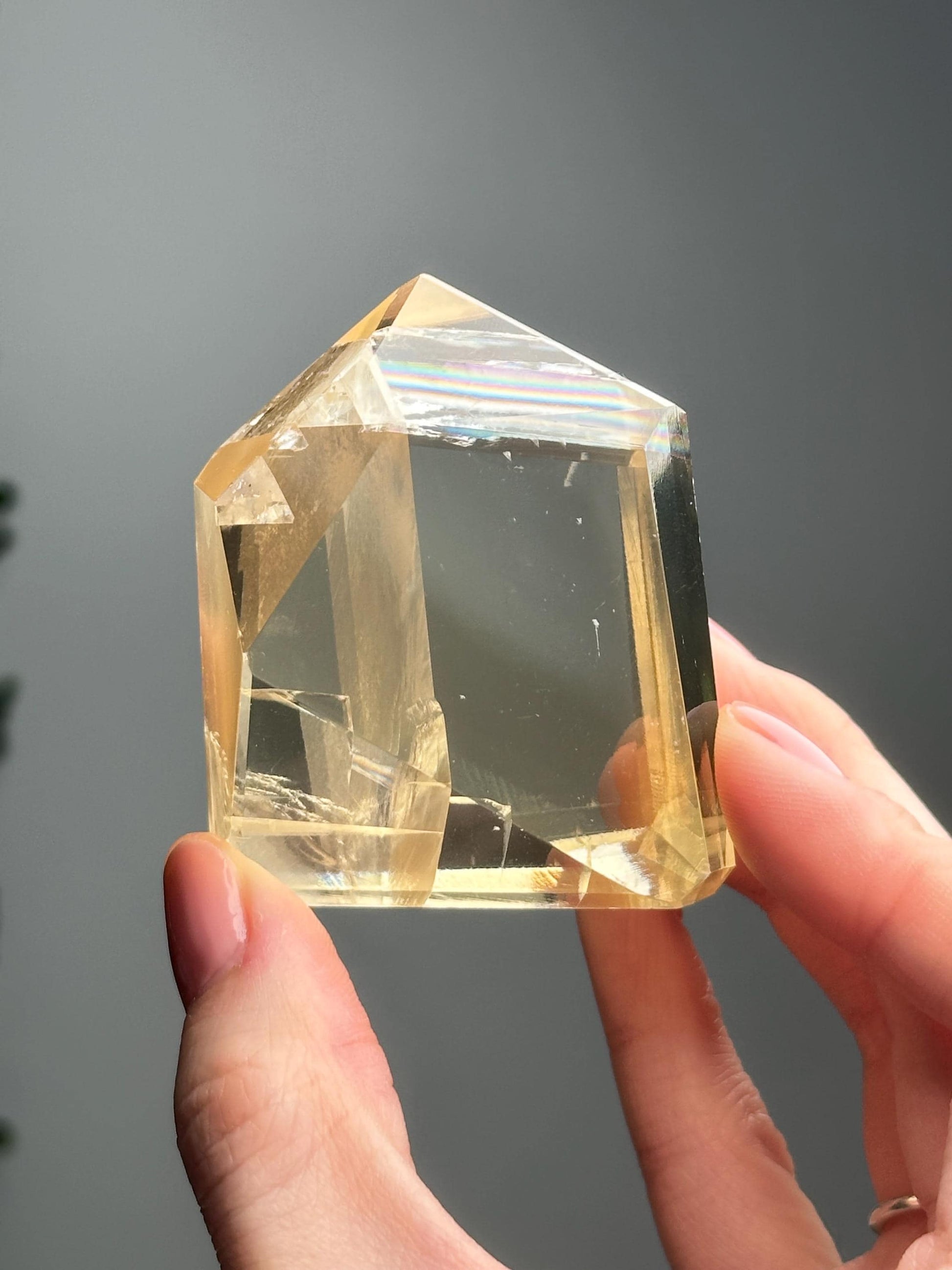 Honey Optical Calcite | Transparent Golden Calcite | Natural Crystal for Light Refraction | Unique Gemstone for Display and Collection