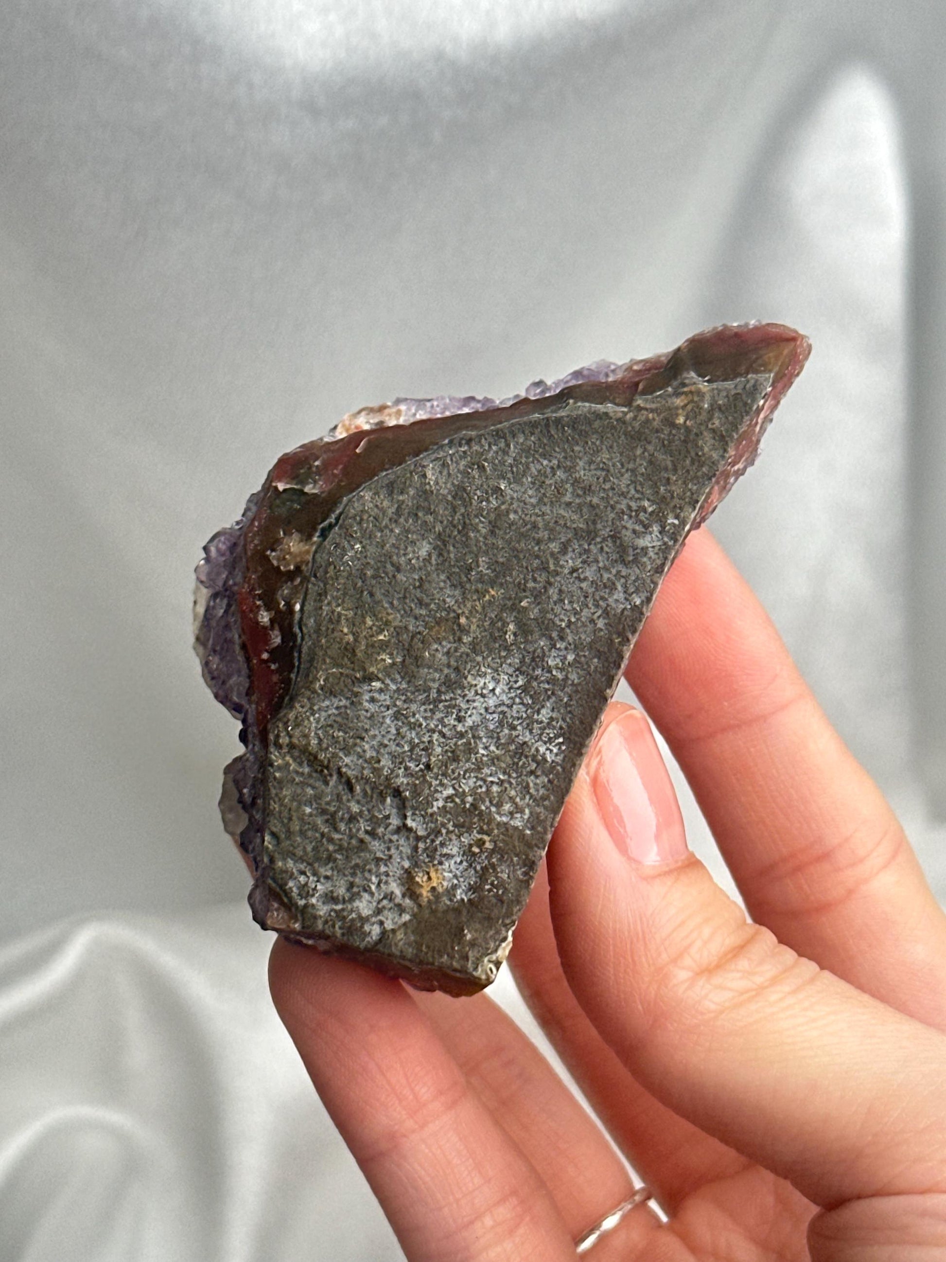 Amethyst with Calcite | Natural Purple Quartz Crystal with White Calcite Formation | Unique Mineral Specimen Decor Gift for Collectors