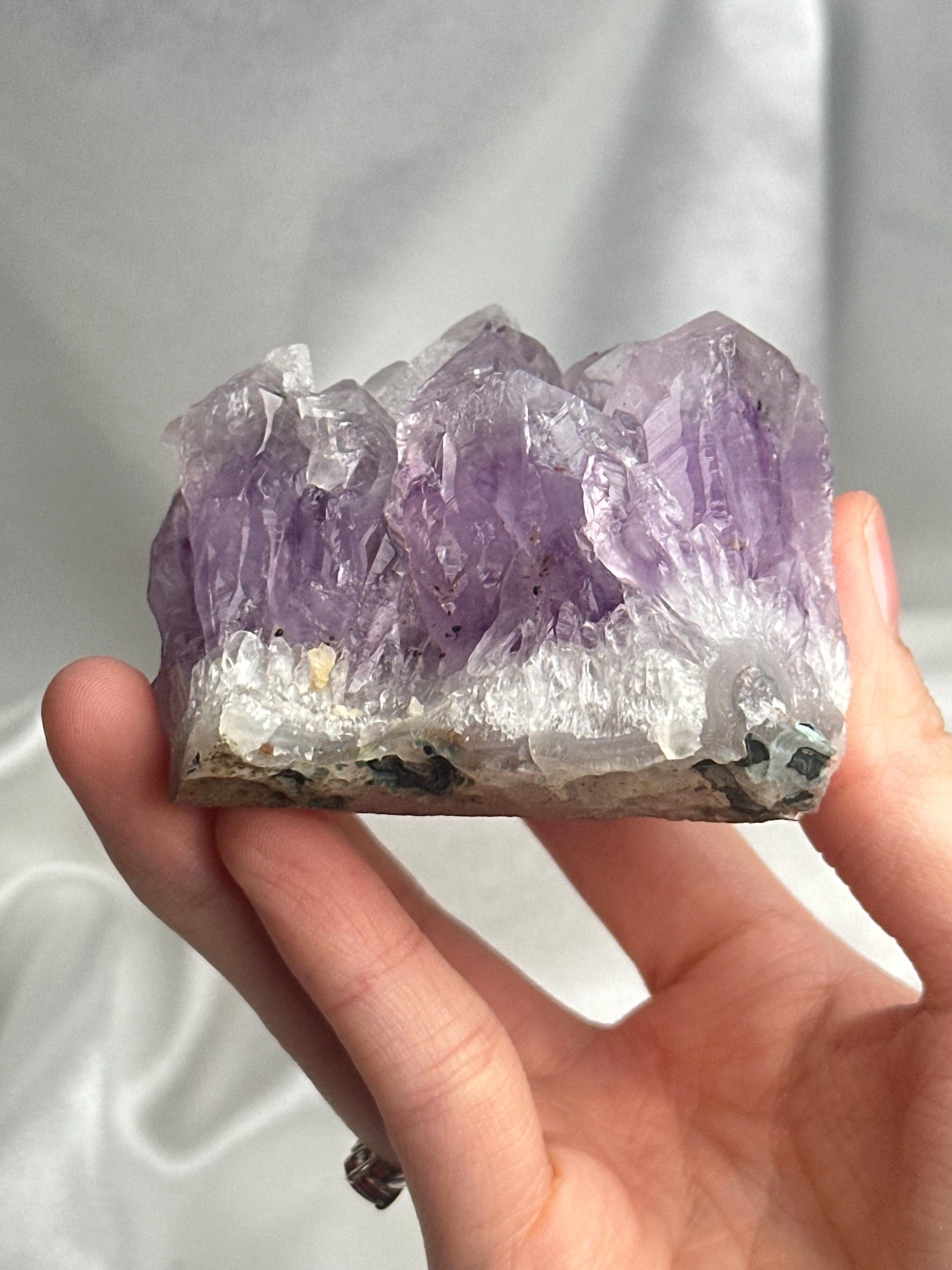 Amethyst with Druzy Quartz Point | Natural Purple Quartz Crystal Specimen | Sparkling Druzy Formation Decor Gift for Collectors