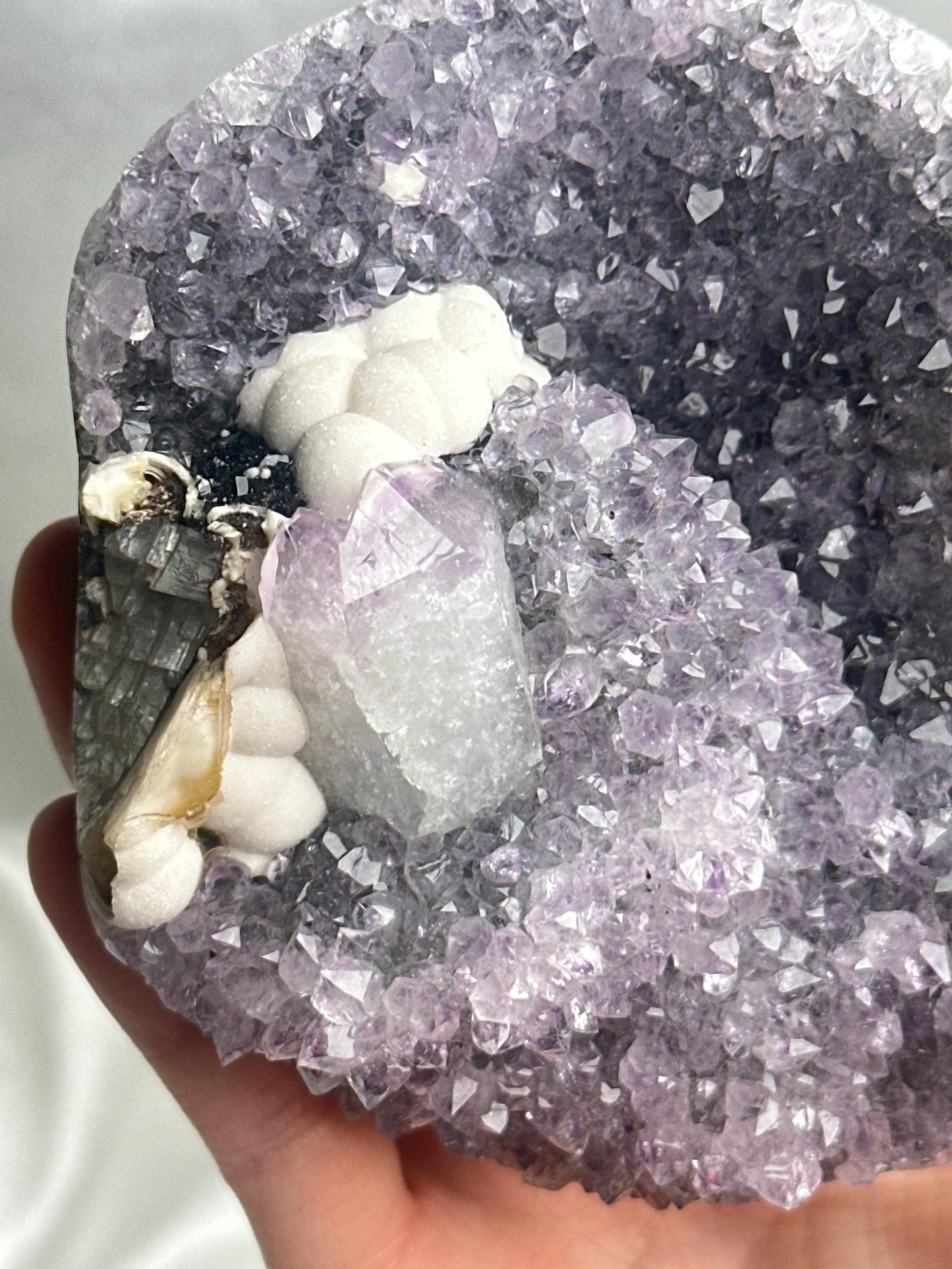 Amethyst with Quartz Phantom Point & Cristobalite | Natural Quartz Crystal Specimen | Unique Included Mineral Decor Gift for Collectors
