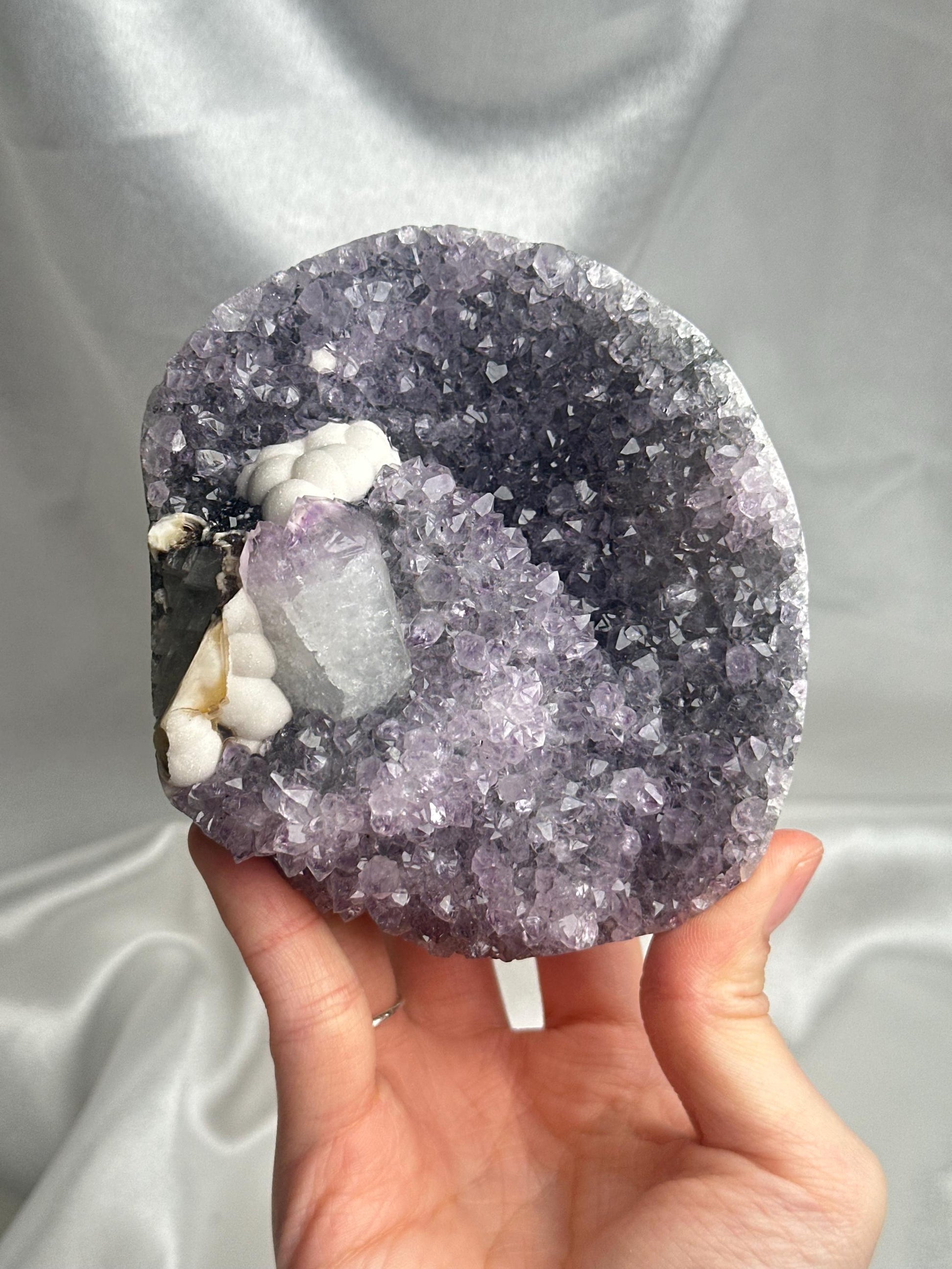 Amethyst with Quartz Phantom Point & Cristobalite | Natural Quartz Crystal Specimen | Unique Included Mineral Decor Gift for Collectors