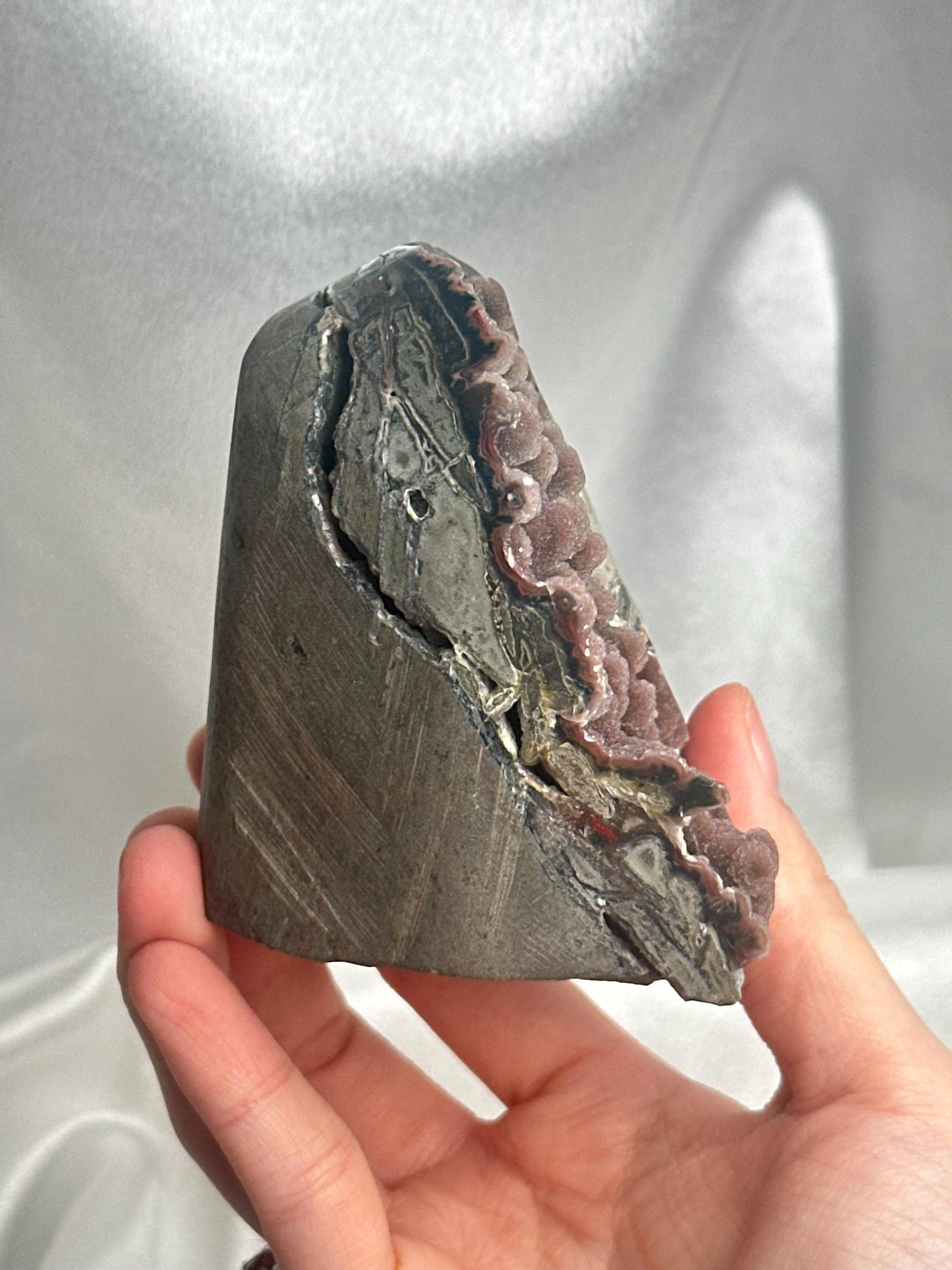Raspberry Red Amethyst Cut Base | Deep Hued Crystal for Strength & Focus | Bold Geode Display for Home Decor or Energy Work