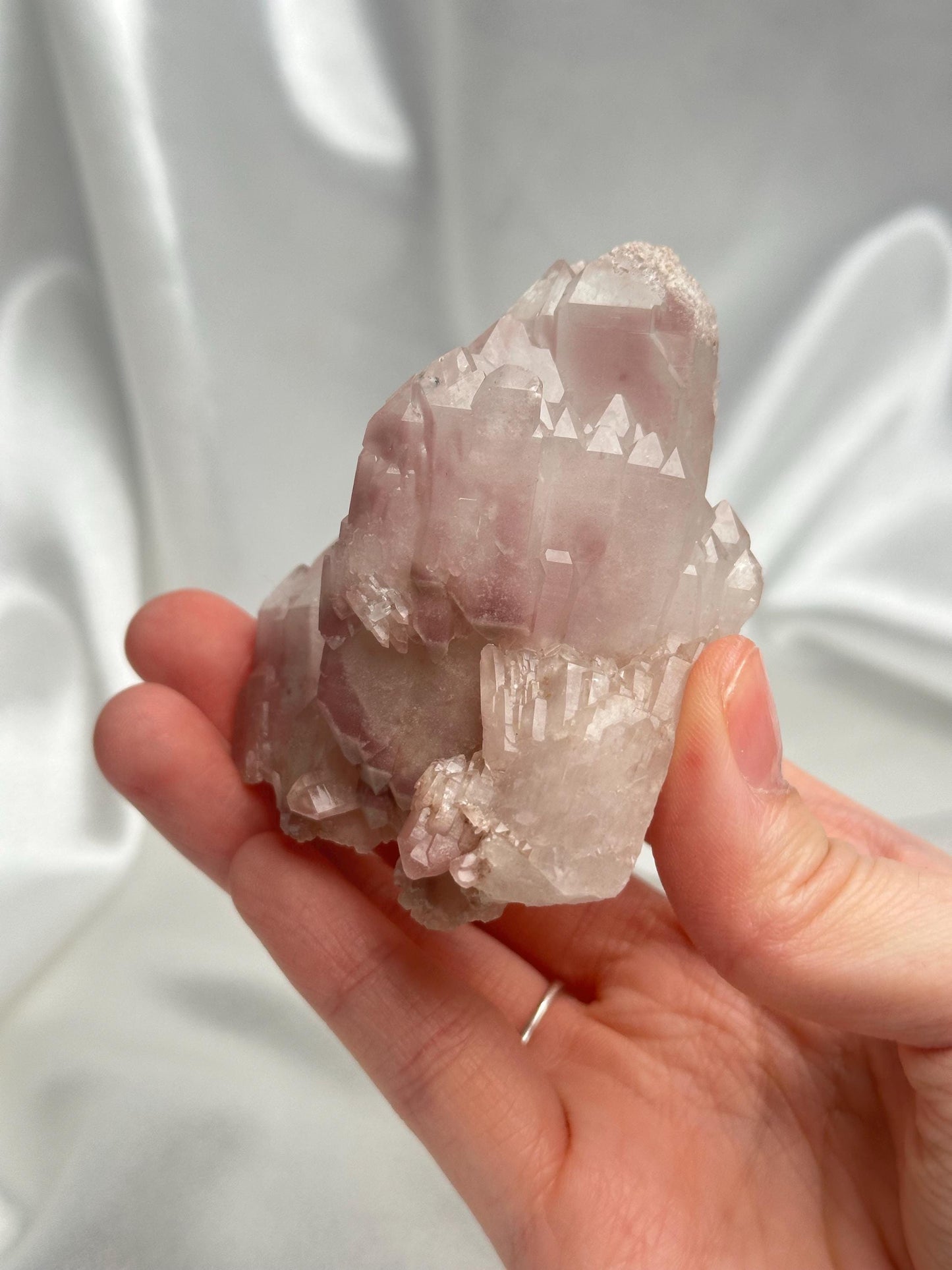 Pink Lithium Quartz Cluster from Brazil | Old Stock Self-Healed Quartz Point | Natural Pink Crystal Specimen for Collectors & Decor