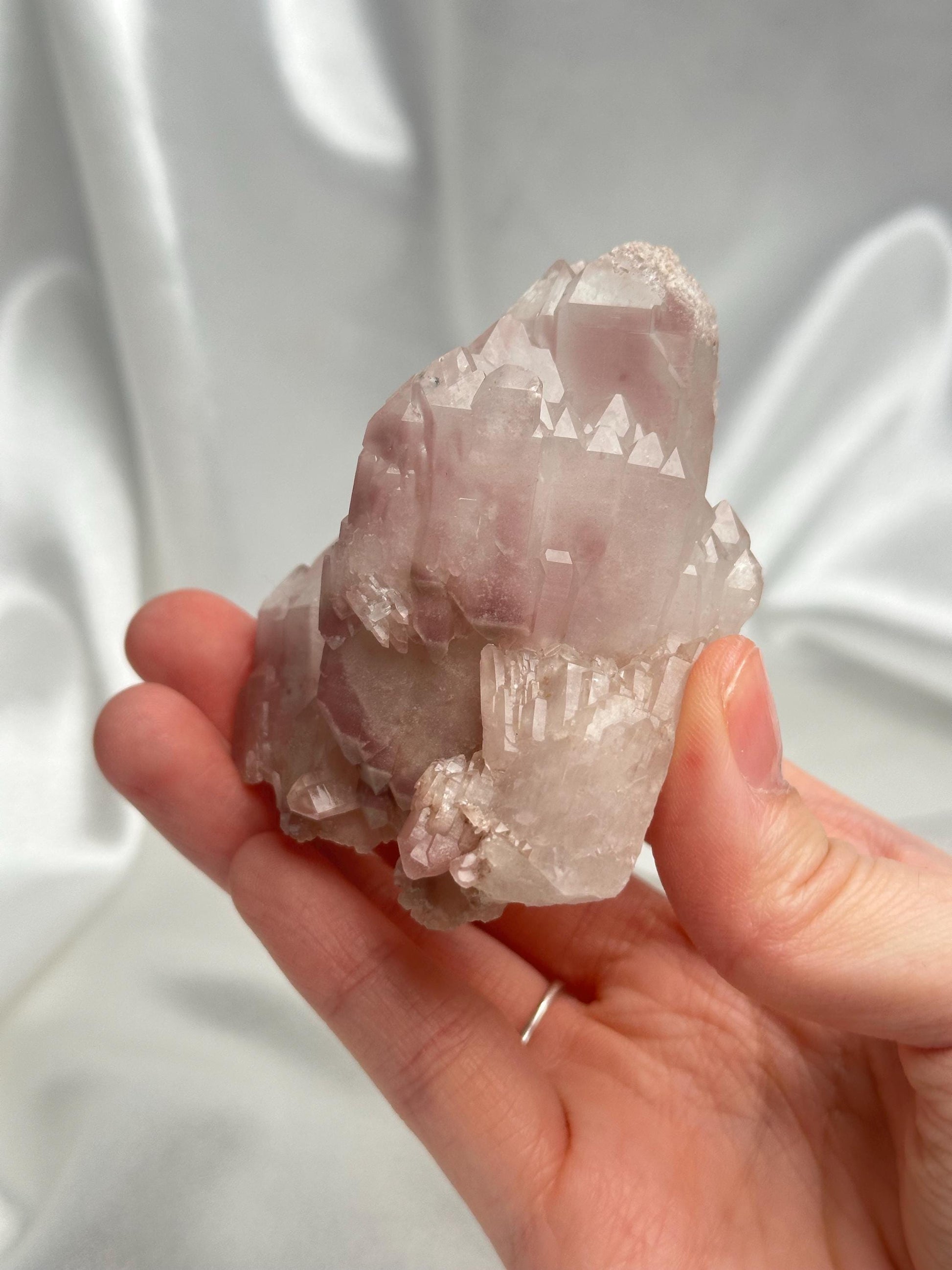 Pink Lithium Quartz Cluster from Brazil | Old Stock Self-Healed Quartz Point | Natural Pink Crystal Specimen for Collectors & Decor