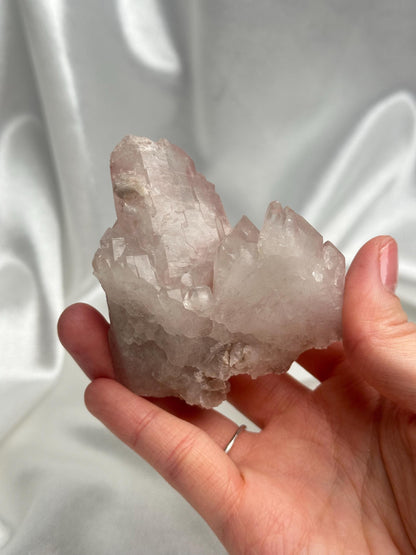 Pink Lithium Quartz Cluster from Brazil | Old Stock Self-Healed Quartz Point | Natural Pink Crystal Specimen for Collectors & Decor
