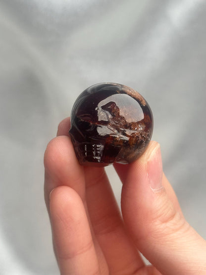 Master Carved Hessonite Garnet Skull by Leandro De Souza | Natural Orange Garnet Crystal Carving | Collector Mineral Art Piece