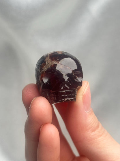 Master Carved Hessonite Garnet Skull by Leandro De Souza | Natural Orange Garnet Crystal Carving | Collector Mineral Art Piece