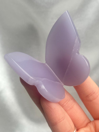 Yttrium Fluorite Butterfly Carving | Polished Purple Fluorite Crystal Sculpture | Collector Mineral Decor Gift & Display Piece