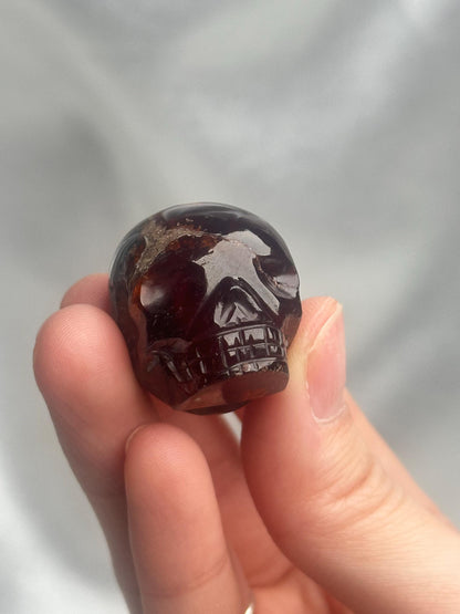 Master Carved Hessonite Garnet Skull by Leandro De Souza | Natural Orange Garnet Crystal Carving | Collector Mineral Art Piece