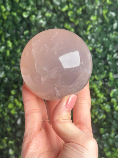 Rose Quartz Sphere – Polished Pink Crystal Orb of Love, Gentle Heart Chakra Stone, Decor, Meditation, or Gift Display