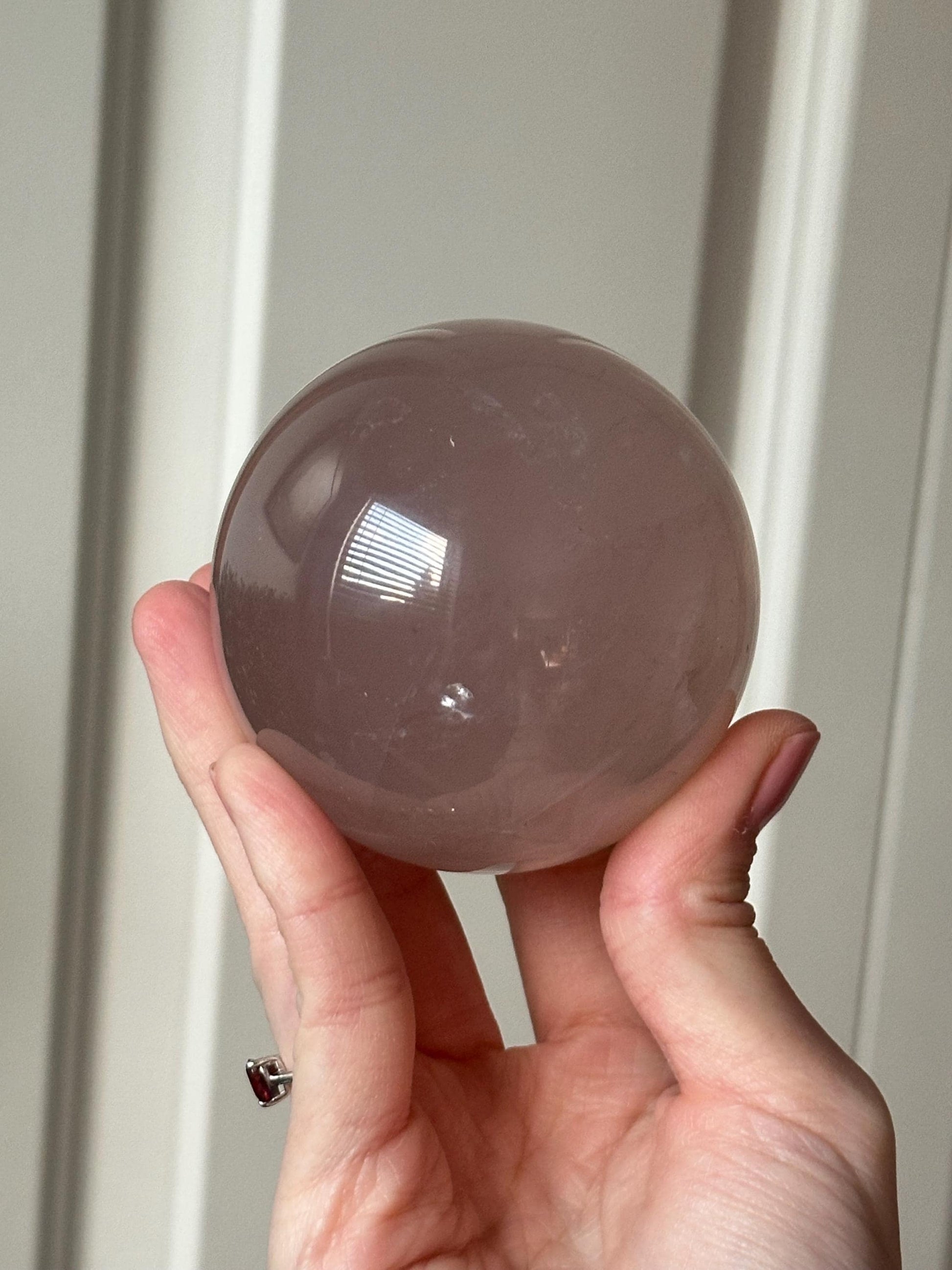 Rose Quartz Sphere – Polished Pink Crystal Orb of Love, Gentle Heart Chakra Stone, Decor, Meditation, or Gift Display