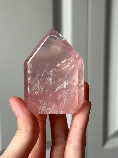 HQ Gemmy Rose Quartz Tower from Brazil | Natural High Clarity Pink Quartz Crystal Point | Collector Specimen, Home Decor & Gift
