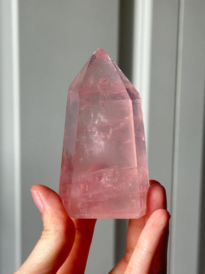HQ Gemmy Rose Quartz Tower from Brazil | Natural High Clarity Pink Quartz Crystal Point | Collector Specimen, Home Decor & Gift