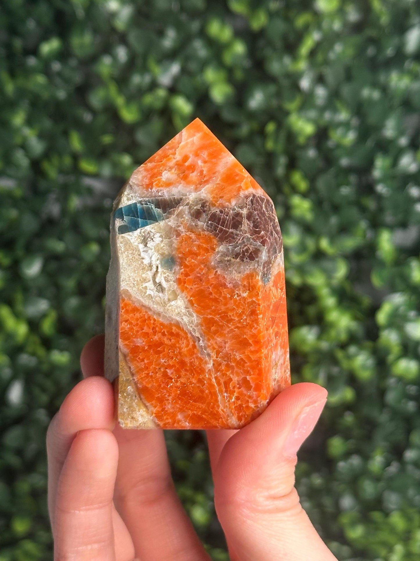 Orange Calcite Blue Apatite Tower from Brazil - YOU PICK! | Natural Colorful Crystal Point | Bright Mineral Decor, Collector Specimen & Gift