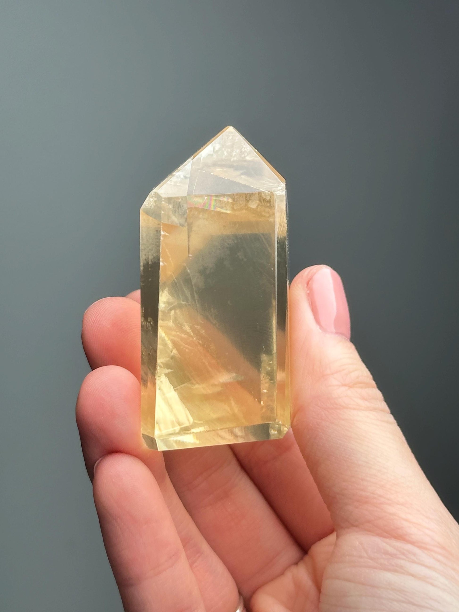 Honey Optical Calcite | Transparent Golden Calcite | Natural Crystal for Light Refraction | Unique Gemstone for Display and Collection