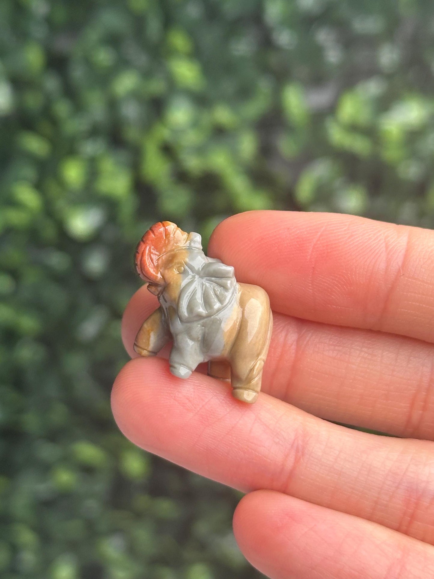 Mini Alashan Agate Elephant Carving | Natural Colorful Agate Crystal Figurine | Hand Carved Animal Decor Gift for Collectors