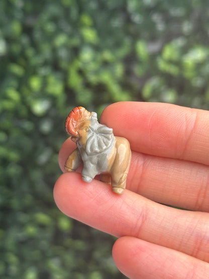 Mini Alashan Agate Elephant Carving | Natural Colorful Agate Crystal Figurine | Hand Carved Animal Decor Gift for Collectors