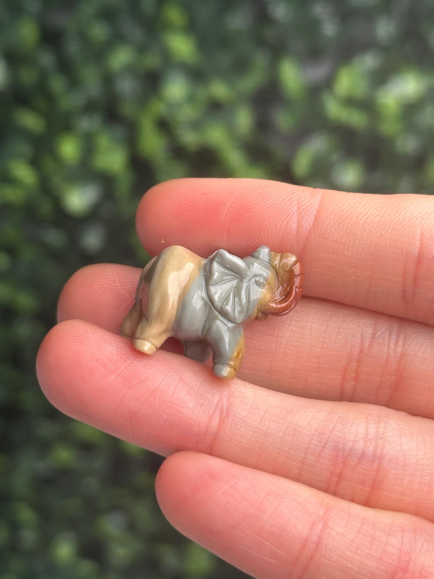 Mini Alashan Agate Elephant Carving | Natural Colorful Agate Crystal Figurine | Hand Carved Animal Decor Gift for Collectors