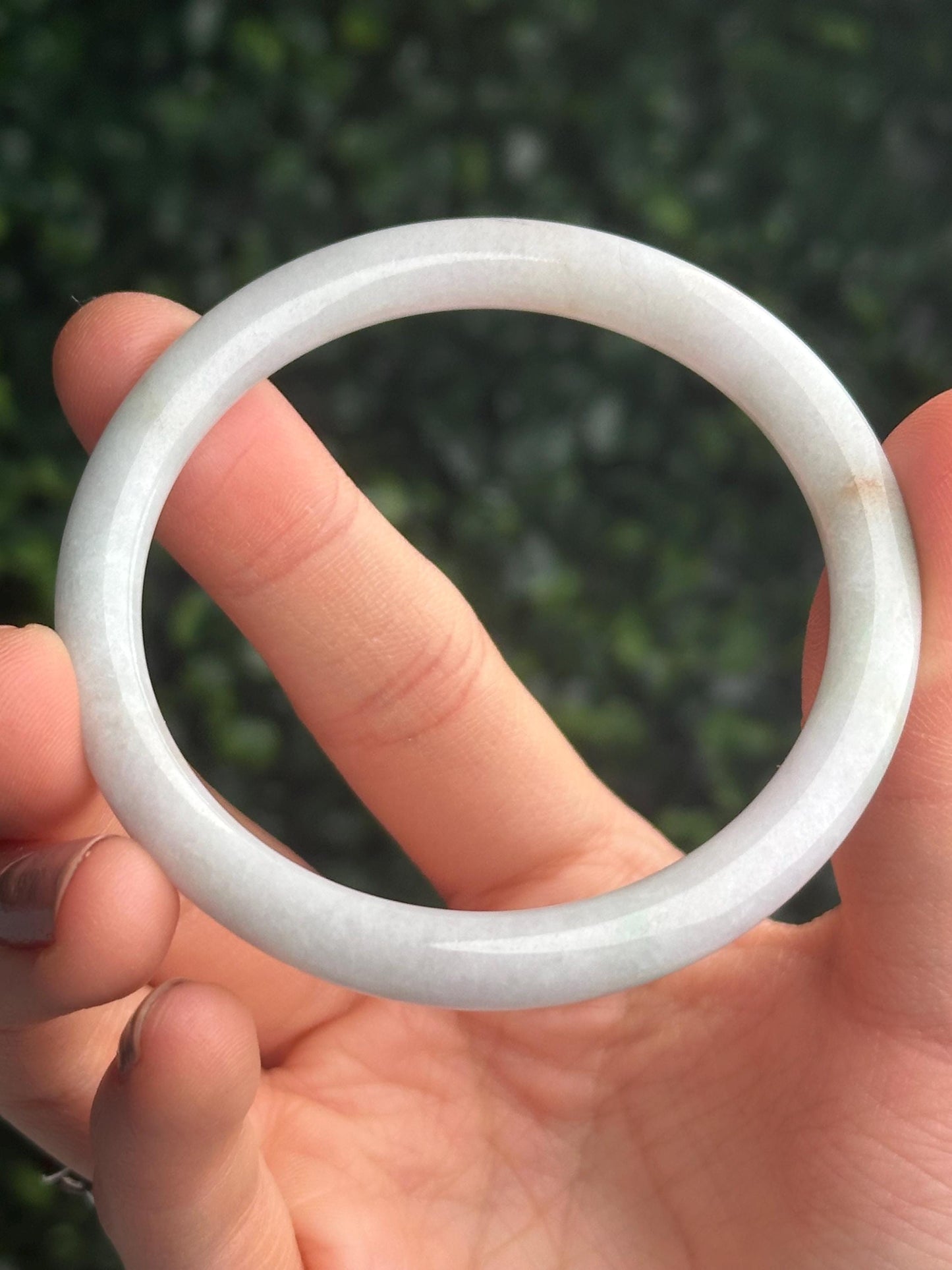 Slim Pale Burmese Jade Bangle 53mm | Untreated Grade A Natural Jadeite Bracelet | Elegant Green White Jade Jewelry Gift for Everyday Wear