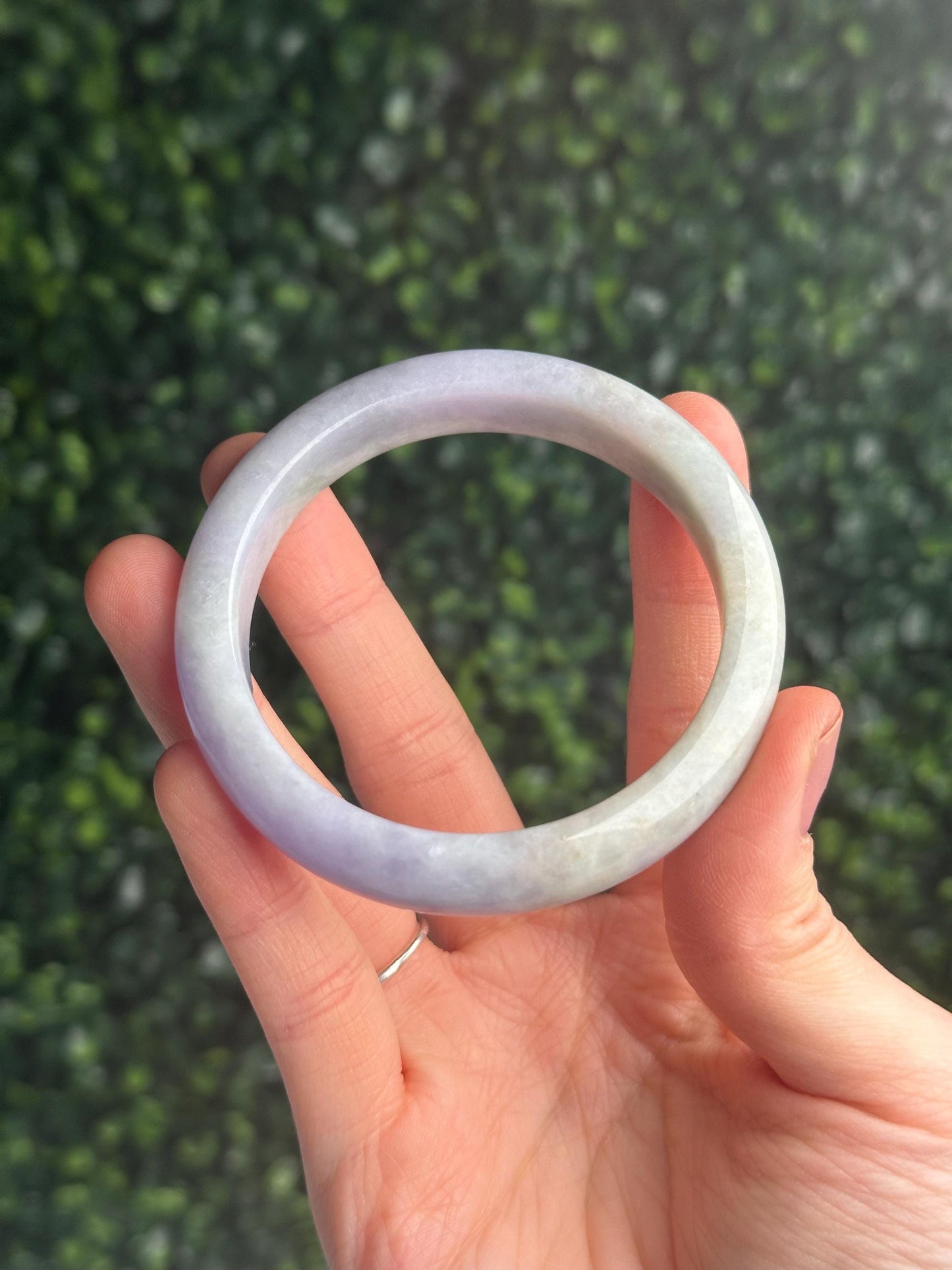 Grade A Burmese Lavender & Green Jade Bangle 57mm | Natural Jadeite Bracelet | Genuine Two-Tone Jade Jewelry Gift for Collectors