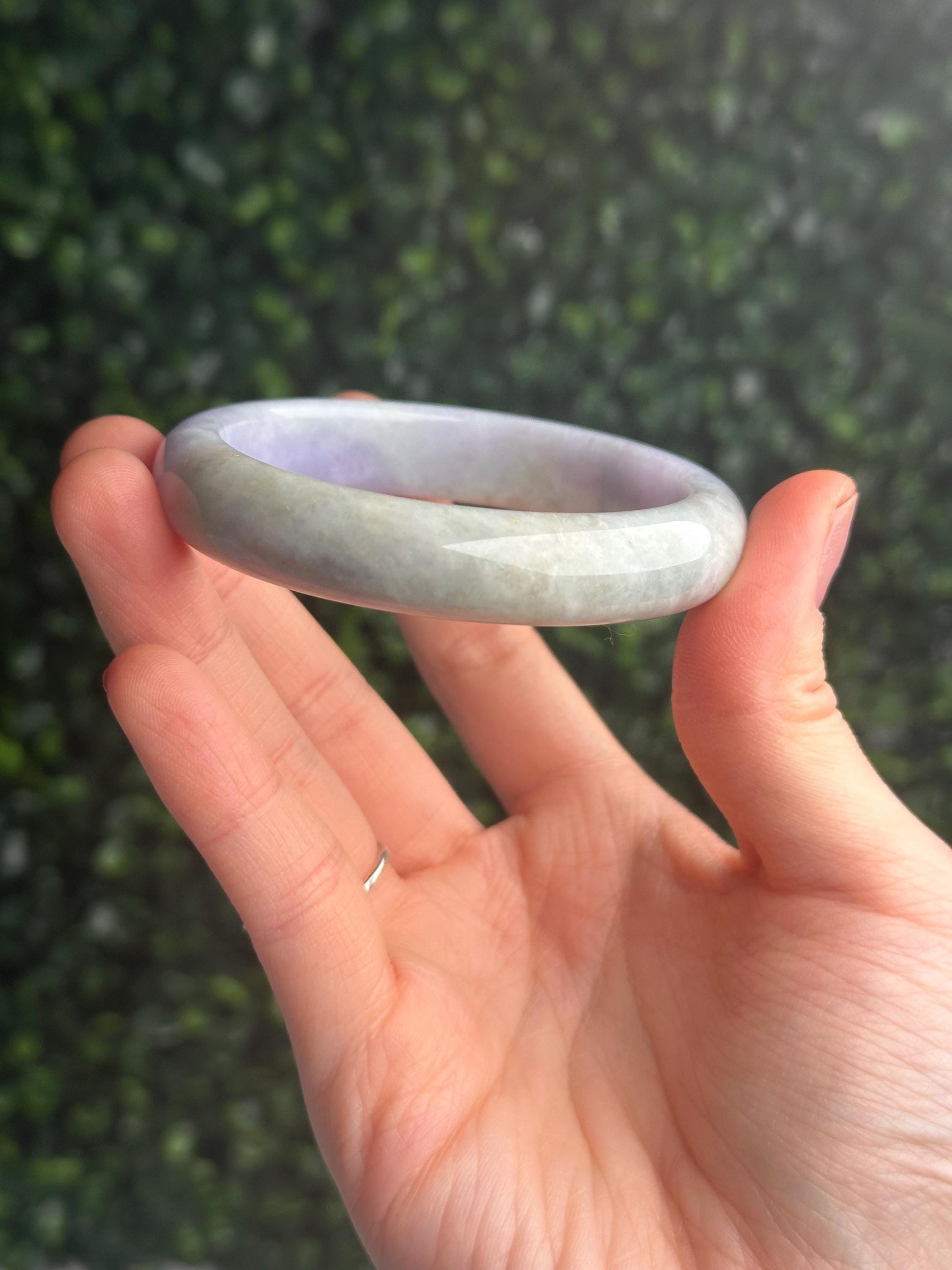 Grade A Burmese Lavender & Green Jade Bangle 57mm | Natural Jadeite Bracelet | Genuine Two-Tone Jade Jewelry Gift for Collectors