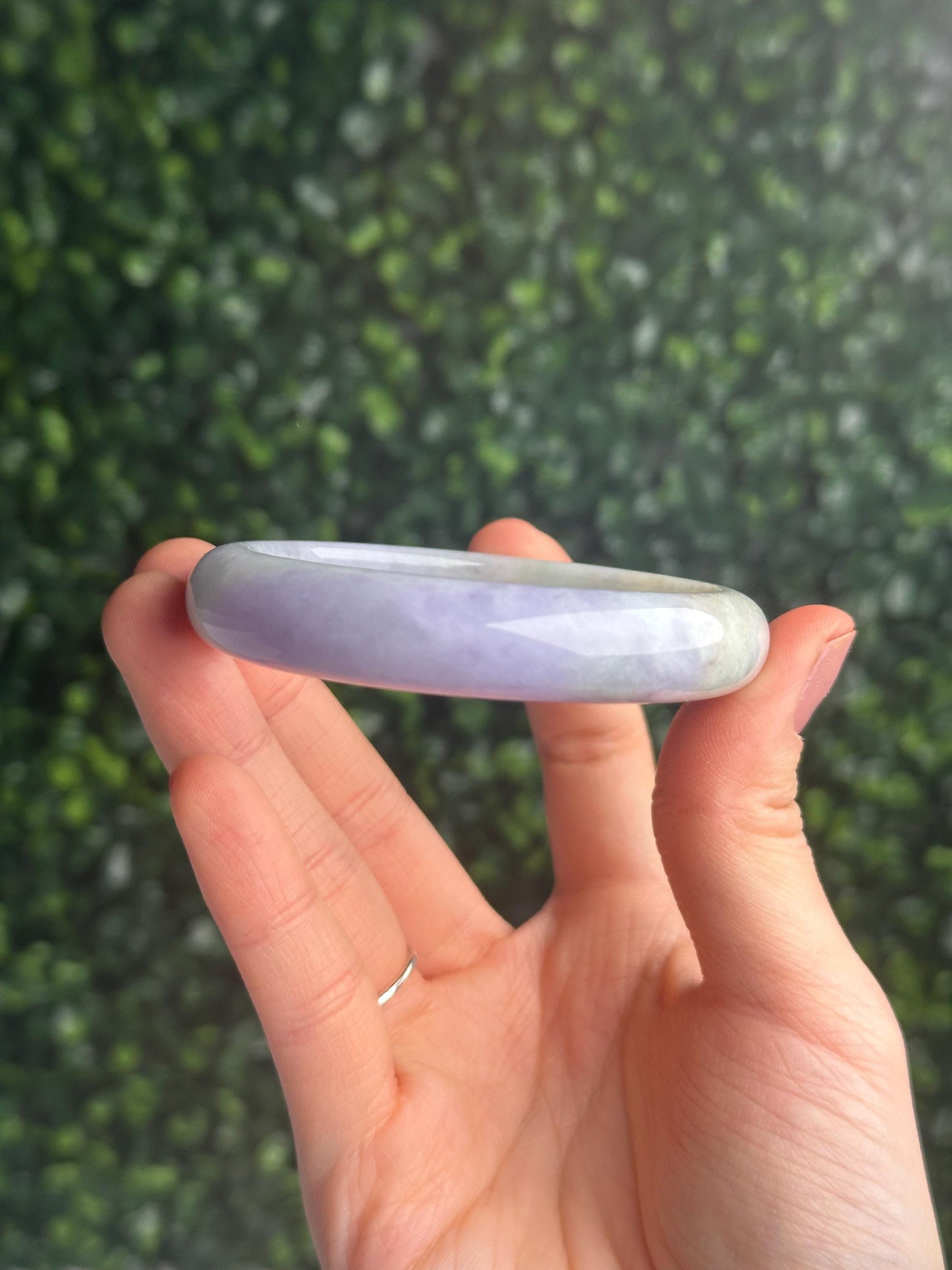 Grade A Burmese Lavender & Green Jade Bangle 57mm | Natural Jadeite Bracelet | Genuine Two-Tone Jade Jewelry Gift for Collectors