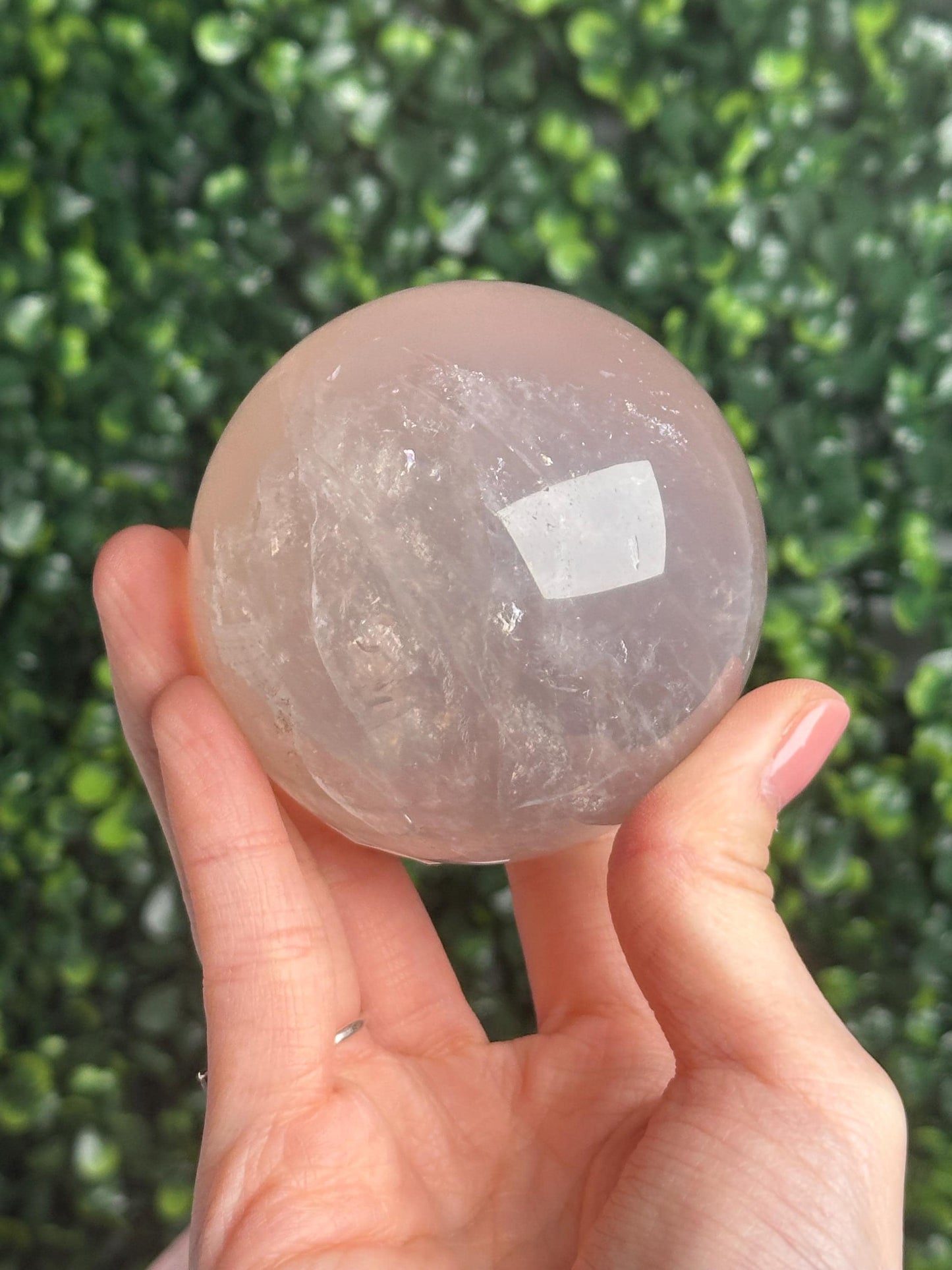 Rose Quartz Sphere – Polished Pink Crystal Orb of Love, Gentle Heart Chakra Stone, Decor, Meditation, or Gift Display