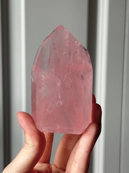 HQ Gemmy Rose Quartz Tower from Brazil | Natural High Clarity Pink Quartz Crystal Point | Collector Specimen, Home Decor & Gift