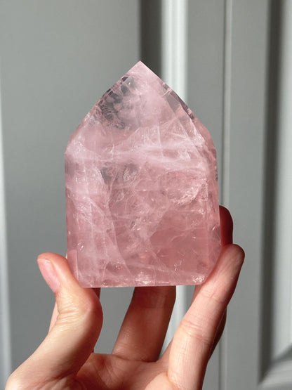 HQ Gemmy Rose Quartz Tower from Brazil | Natural High Clarity Pink Quartz Crystal Point | Collector Specimen, Home Decor & Gift