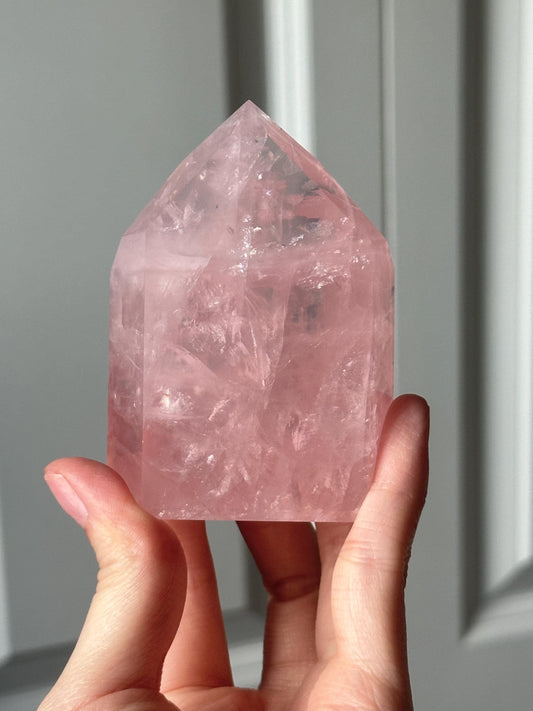 HQ Gemmy Rose Quartz Tower from Brazil | Natural High Clarity Pink Quartz Crystal Point | Collector Specimen, Home Decor & Gift