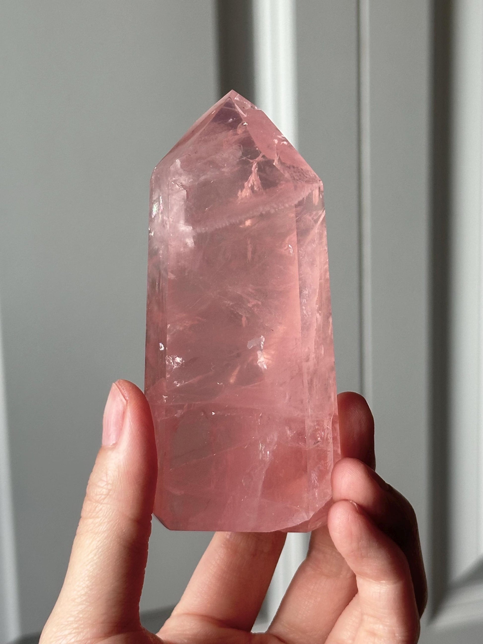 HQ Gemmy Rose Quartz Tower from Brazil | Natural High Clarity Pink Quartz Crystal Point | Collector Specimen, Home Decor & Gift