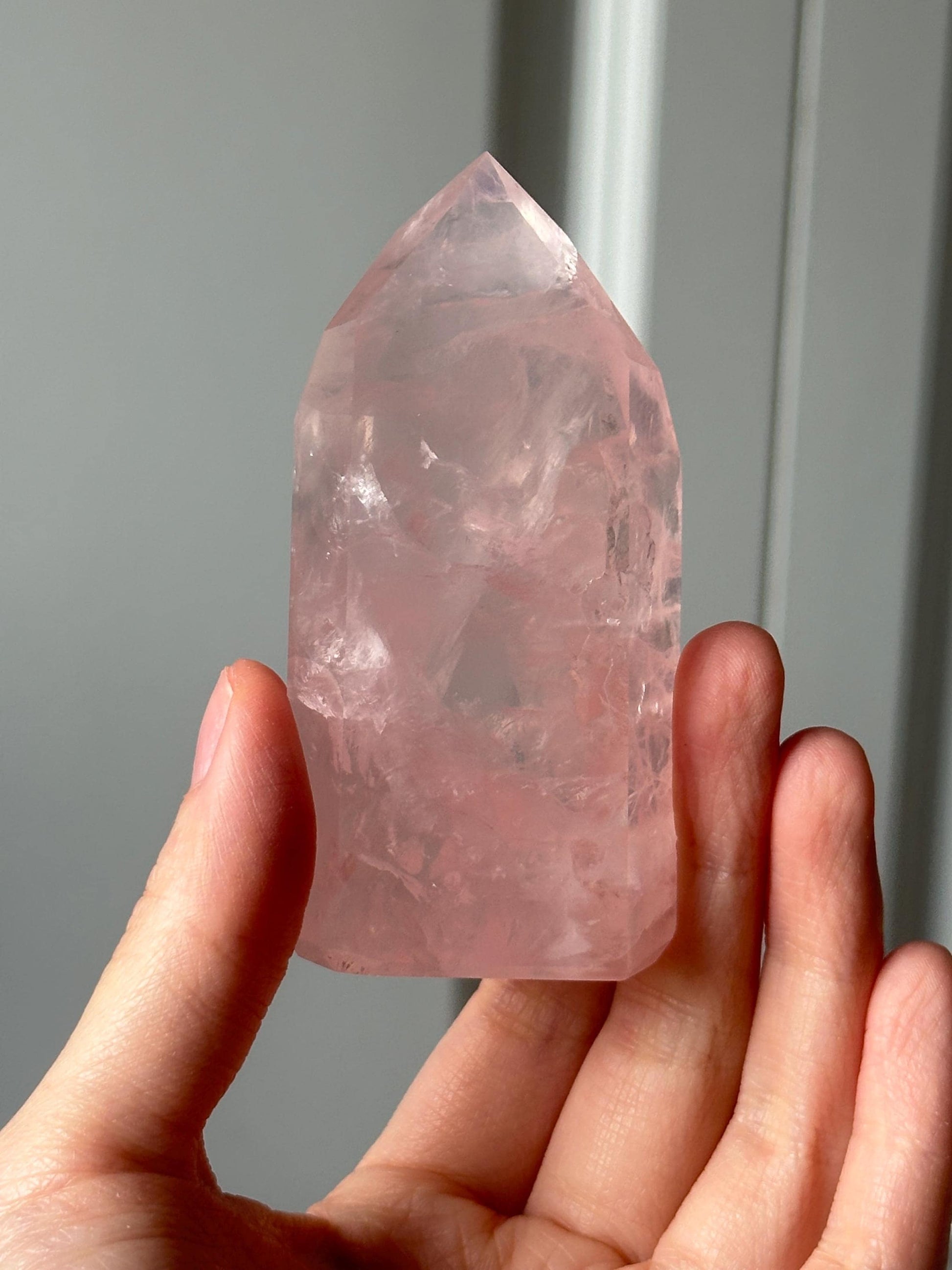 HQ Gemmy Rose Quartz Tower from Brazil | Natural High Clarity Pink Quartz Crystal Point | Collector Specimen, Home Decor & Gift