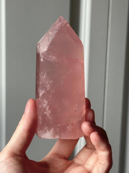 HQ Gemmy Rose Quartz Tower from Brazil | Natural High Clarity Pink Quartz Crystal Point | Collector Specimen, Home Decor & Gift