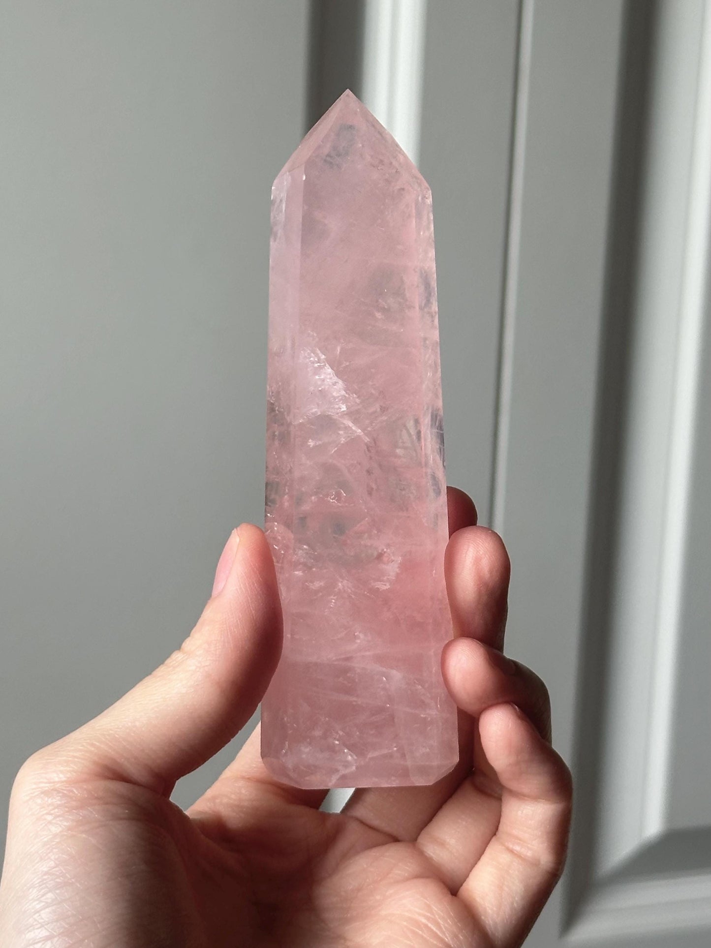 HQ Gemmy Rose Quartz Tower from Brazil | Natural High Clarity Pink Quartz Crystal Point | Collector Specimen, Home Decor & Gift