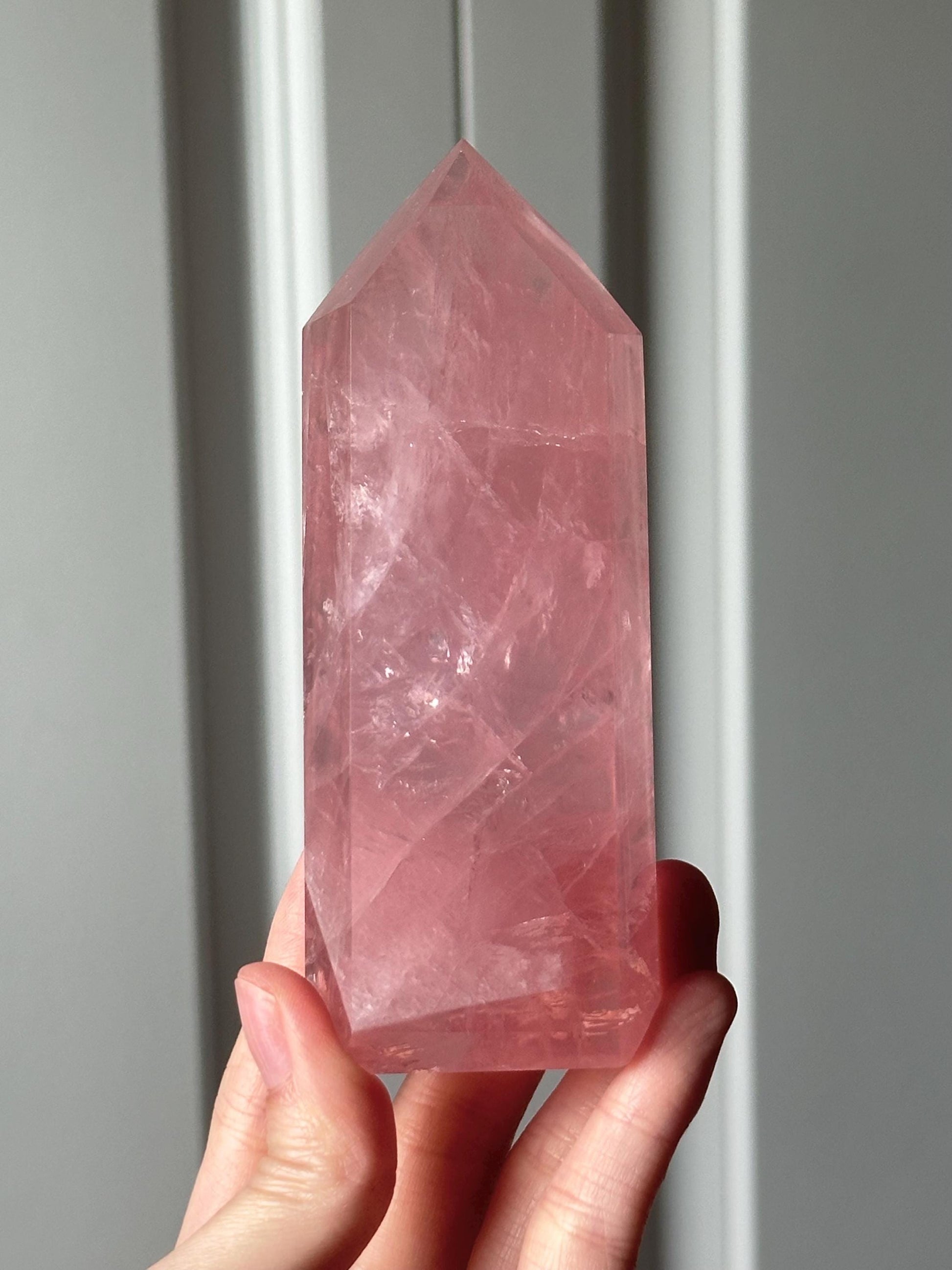 HQ Gemmy Rose Quartz Tower from Brazil | Natural High Clarity Pink Quartz Crystal Point | Collector Specimen, Home Decor & Gift