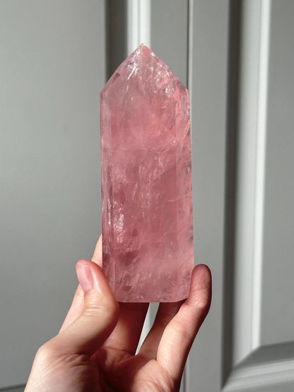 HQ Gemmy Rose Quartz Tower from Brazil | Natural High Clarity Pink Quartz Crystal Point | Collector Specimen, Home Decor & Gift