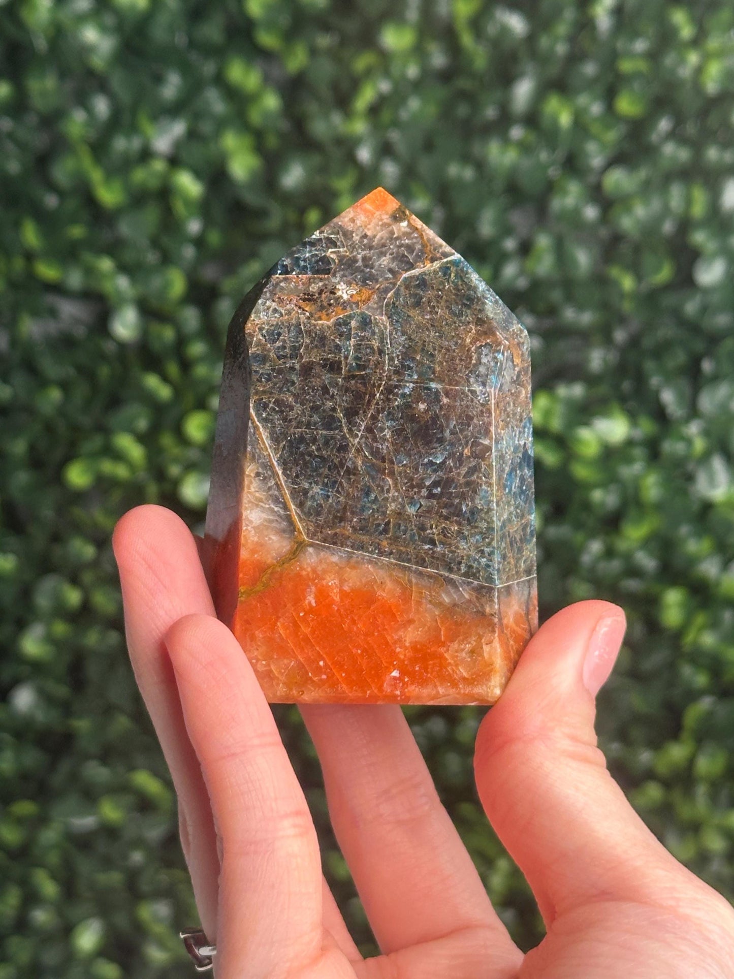 Orange Calcite Blue Apatite Tower from Brazil - YOU PICK! | Natural Colorful Crystal Point | Bright Mineral Decor, Collector Specimen & Gift