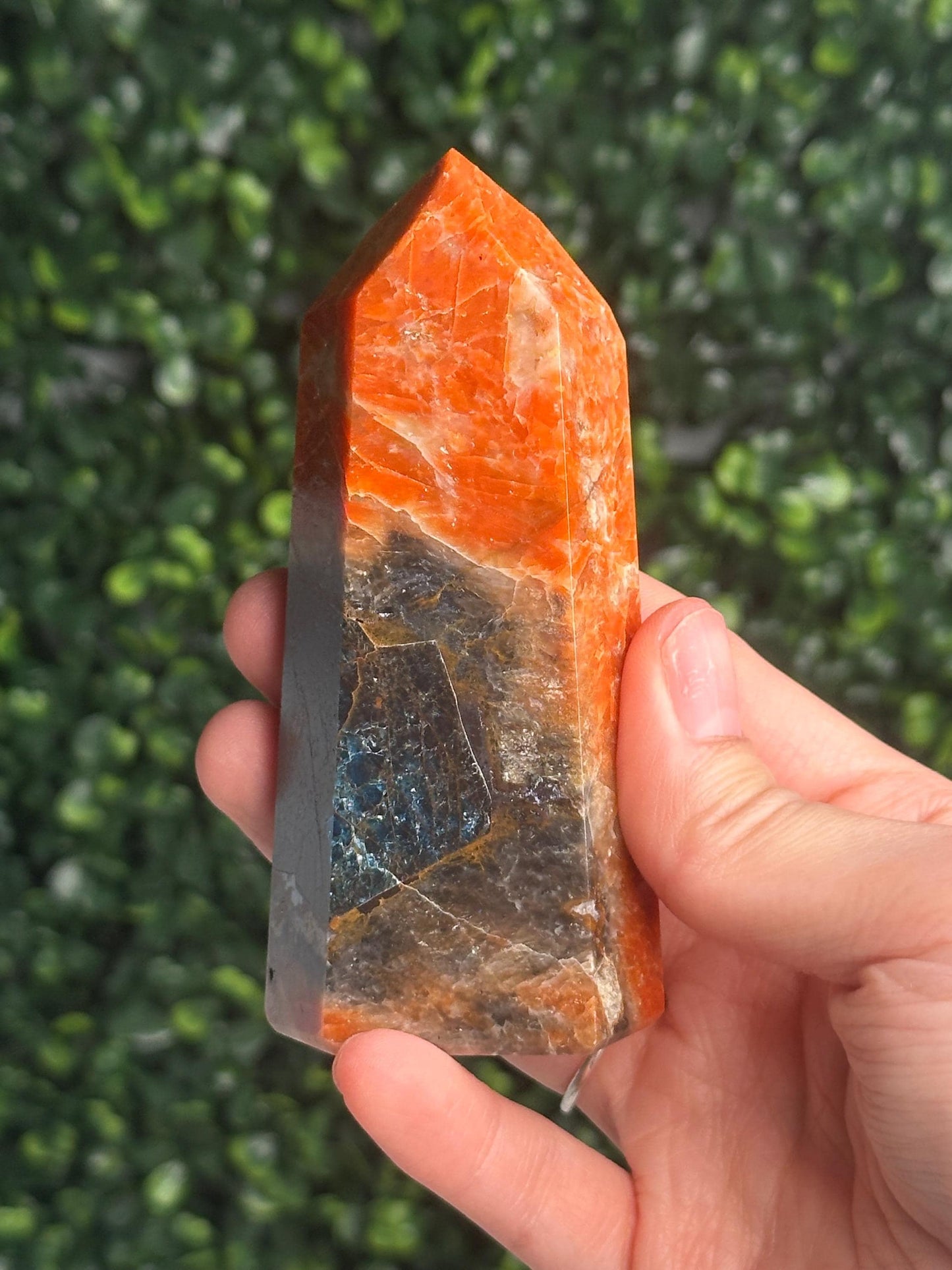 Orange Calcite Blue Apatite Tower from Brazil - YOU PICK! | Natural Colorful Crystal Point | Bright Mineral Decor, Collector Specimen & Gift