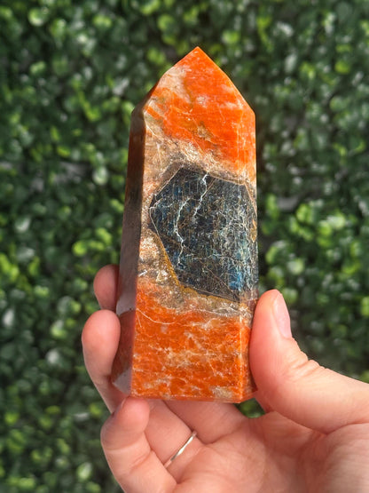 Orange Calcite Blue Apatite Tower from Brazil - YOU PICK! | Natural Colorful Crystal Point | Bright Mineral Decor, Collector Specimen & Gift