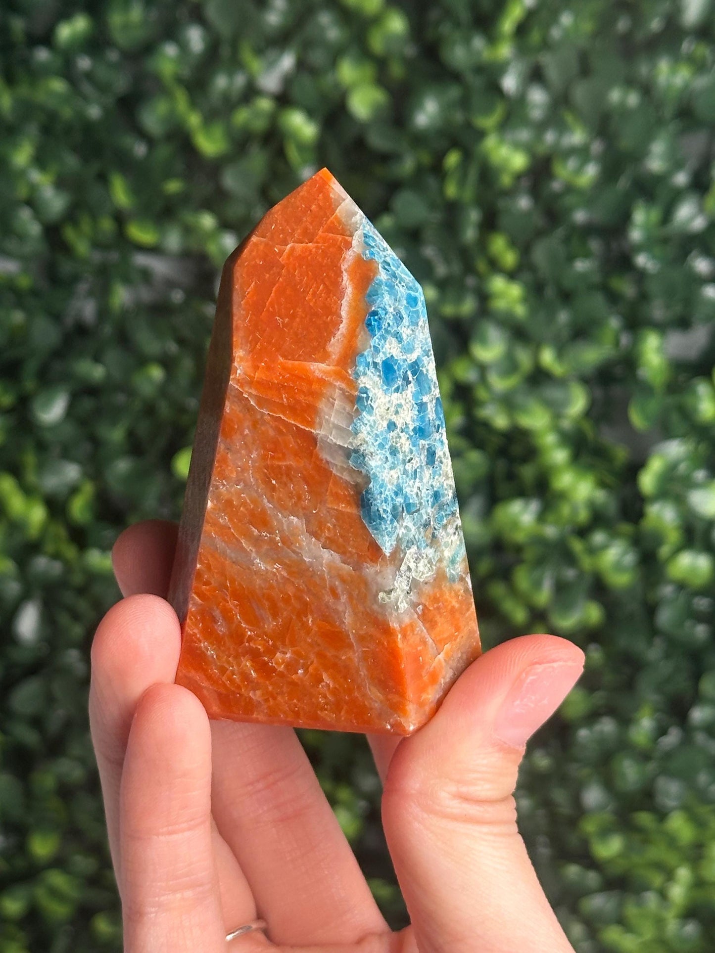 Orange Calcite Blue Apatite Tower from Brazil - YOU PICK! | Natural Colorful Crystal Point | Bright Mineral Decor, Collector Specimen & Gift