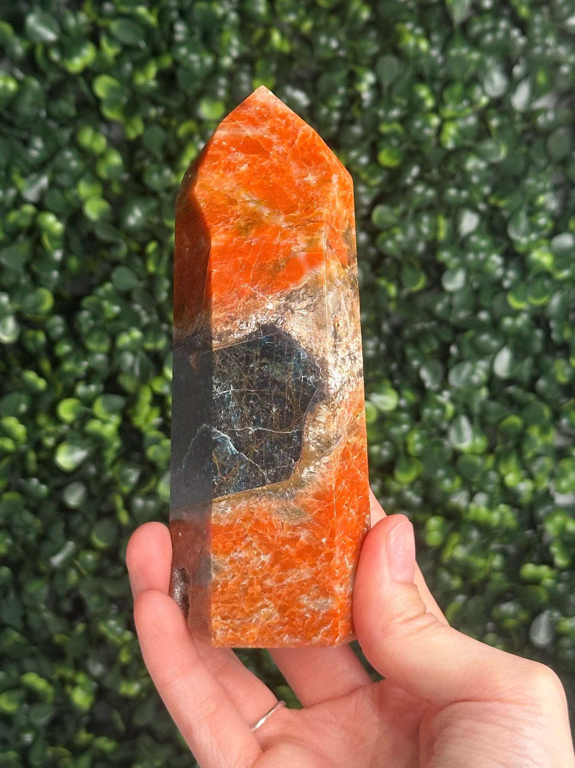 Orange Calcite Blue Apatite Tower from Brazil - YOU PICK! | Natural Colorful Crystal Point | Bright Mineral Decor, Collector Specimen & Gift