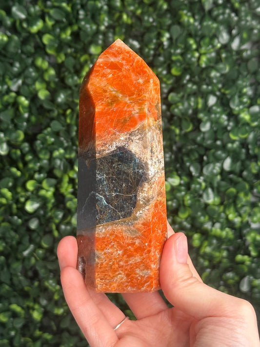 Orange Calcite Blue Apatite Tower from Brazil - YOU PICK! | Natural Colorful Crystal Point | Bright Mineral Decor, Collector Specimen & Gift